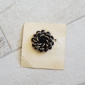 NWT Vintage Brooch Pin Black Beaded Lake Champlain Ferry Crossings Gold